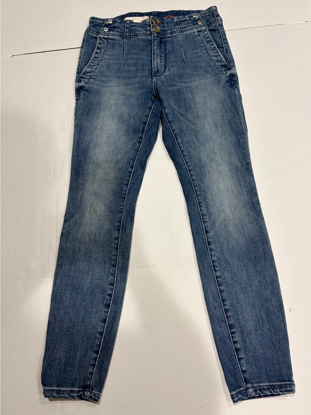 Anthropology Pilcro Skinny Jeans Size 28 Double Button Medium Wash Stretch Denim
